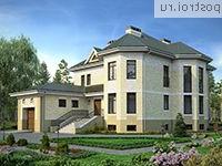 M-495-1K проект двухэтажного дома из кирпича с цоколем и гаражом размером 16 на 29 