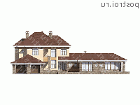 M-500-1K проект двухэтажного дома из кирпича с гаражом размером 26 на 34  - вид спереди