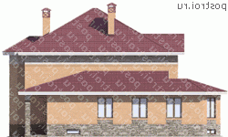 M-592-1K проект двухэтажного дома из кирпича с цоколем размером 19 на 21 - вид справа M-592-1K проект двухэтажного дома из кирпича с цоколем размером 19 на 21 - вид справа