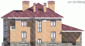 M-592-1K проект двухэтажного дома из кирпича с цоколем размером 19 на 21 - вид сзади M-592-1K проект двухэтажного дома из кирпича с цоколем размером 19 на 21 - вид сзади