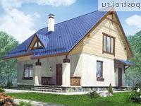 N-117-1P проект одноэтажного коттеджа из пенобетона с мансардой размером 10 на 10