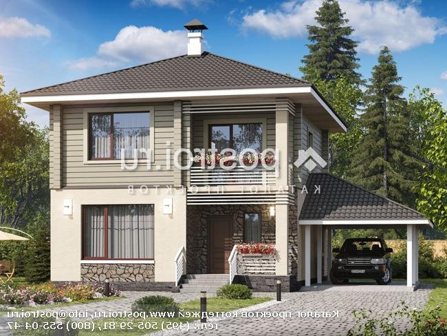 N-118-1P проект двухэтажного коттеджа из пенобетона с гаражом размером 12 на 9