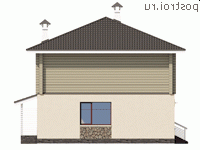 N-118-1P проект двухэтажного коттеджа из пенобетона с гаражом размером 12 на 9 - вид справа