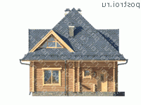 N-127-1D проект одноэтажного деревянного коттеджа из бревна с мансардой размером 11 на 9 - вид спереди N-127-1D проект одноэтажного деревянного коттеджа из бревна с мансардой размером 11 на 9 - вид спереди