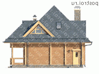 N-127-1D проект одноэтажного деревянного коттеджа из бревна с мансардой размером 11 на 9 - вид слева N-127-1D проект одноэтажного деревянного коттеджа из бревна с мансардой размером 11 на 9 - вид слева