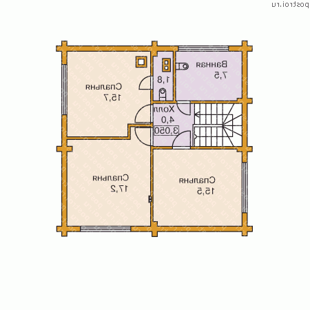 N-127-1D проект одноэтажного деревянного коттеджа из бревна с мансардой размером 11 на 9 - мансарда N-127-1D проект одноэтажного деревянного коттеджа из бревна с мансардой размером 11 на 9 - мансарда