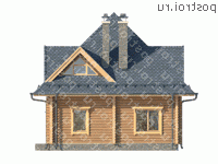 N-127-1D проект одноэтажного деревянного коттеджа из бревна с мансардой размером 11 на 9 - вид сзади N-127-1D проект одноэтажного деревянного коттеджа из бревна с мансардой размером 11 на 9 - вид сзади