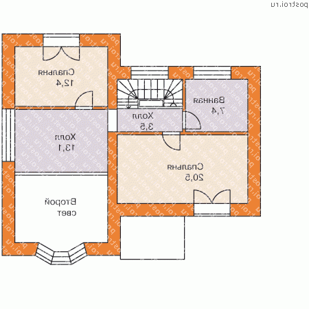 N-131-1P проект двухэтажного дома из газобетона размером 10 на 11 - 2-й этаж N-131-1P проект двухэтажного дома из газобетона размером 10 на 11 - 2-й этаж