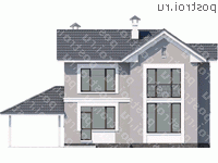 N-137-1P проект двухэтажного дома из газобетона с гаражом размером 10 на 14 - вид сзади N-137-1P проект двухэтажного дома из газобетона с гаражом размером 10 на 14 - вид сзади