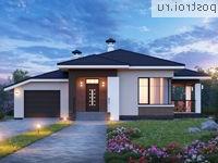 N-145-1P проект одноэтажного дома из газобетона с гаражом размером 16 на 14 