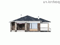 N-146-1P проект одноэтажного дома из газобетона размером 18 на 13 - вид спереди N-146-1P проект одноэтажного дома из газобетона размером 18 на 13 - вид спереди