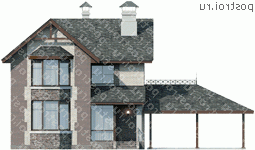 N-174-2K проект двухэтажного дома из кирпича с гаражом размером 15 на 9  - вид спереди