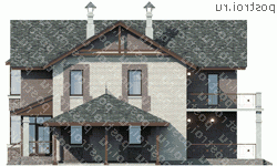 N-174-2K проект двухэтажного дома из кирпича с гаражом размером 15 на 9  - вид слева