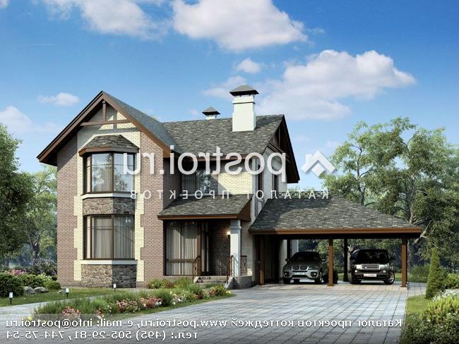 N-174-2K проект двухэтажного дома из кирпича с гаражом размером 15 на 9 