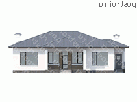 N-183-2P проект одноэтажного дома из пеноблоков размером 17 на 15  - вид сзади