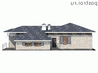 N-190-1P проект одноэтажного дома из пеноблоков с гаражом размером 17 на 16  - вид слева