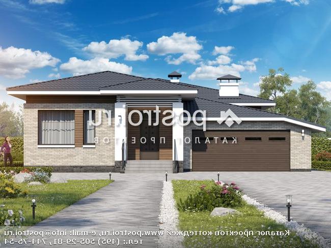 N-190-1P проект одноэтажного дома из пеноблоков с гаражом размером 17 на 16 