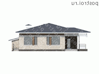 N-190-1P проект одноэтажного дома из пеноблоков с гаражом размером 17 на 16  - вид сзади