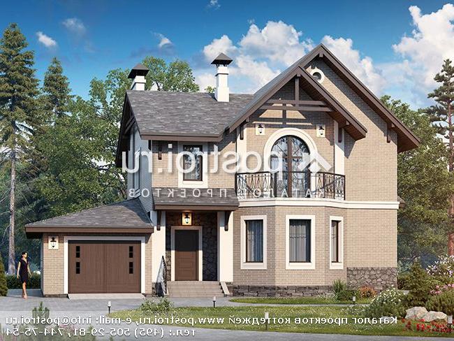 N-196-1K проект двухэтажного коттеджа из кирпича с гаражом размером 14 на 15 