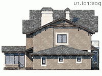 N-196-1K проект двухэтажного коттеджа из кирпича с гаражом размером 14 на 15  - вид справа