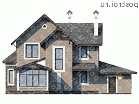 N-196-1K проект двухэтажного коттеджа из кирпича с гаражом размером 14 на 15  - вид сзади