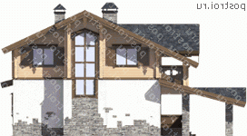 N-204-1K проект одноэтажного дома из кирпича с мансардой и гаражом размером 15 на 15 - вид справа N-204-1K проект одноэтажного дома из кирпича с мансардой и гаражом размером 15 на 15 - вид справа