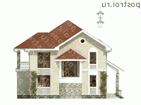 N-208-1P проект двухэтажного дома из пенобетона размером 13 на 11  - вид спереди