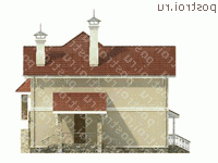 N-208-1P проект двухэтажного дома из пенобетона размером 13 на 11  - вид слева