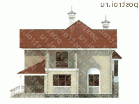 N-208-1P проект двухэтажного дома из пенобетона размером 13 на 11  - вид справа
