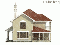 N-208-1P проект двухэтажного дома из пенобетона размером 13 на 11  - вид сзади