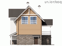 N-209-1D проект двухэтажного деревянного дома из бруса с цоколем и гаражом размером 11 на 11 - вид слева N-209-1D проект двухэтажного деревянного дома из бруса с цоколем и гаражом размером 11 на 11 - вид слева