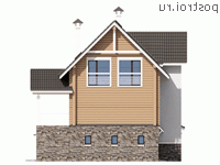N-209-1D проект двухэтажного деревянного дома из бруса с цоколем и гаражом размером 11 на 11 - вид справа N-209-1D проект двухэтажного деревянного дома из бруса с цоколем и гаражом размером 11 на 11 - вид справа