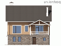 N-209-1D проект двухэтажного деревянного дома из бруса с цоколем и гаражом размером 11 на 11 - вид сзади N-209-1D проект двухэтажного деревянного дома из бруса с цоколем и гаражом размером 11 на 11 - вид сзади