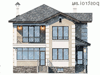 N-212-1P проект двухэтажного дома из пенобетона с цоколем размером 11 на 10 - вид спереди N-212-1P проект двухэтажного дома из пенобетона с цоколем размером 11 на 10 - вид спереди