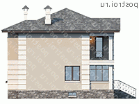 N-212-1P проект двухэтажного дома из пенобетона с цоколем размером 11 на 10 - вид справа N-212-1P проект двухэтажного дома из пенобетона с цоколем размером 11 на 10 - вид справа