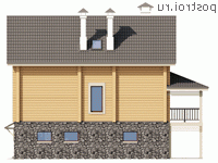 N-214-1D проект двухэтажного деревянного дома из бруса с цоколем и гаражом размером 9 на 14 - вид слева