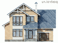 N-218-1K проект двухэтажного дома из кирпича с гаражом размером 13 на 11 - вид спереди N-218-1K проект двухэтажного дома из кирпича с гаражом размером 13 на 11 - вид спереди