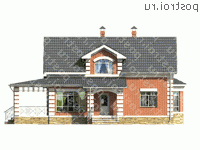 N-224-1K проект двухэтажного коттеджа из кирпича с цоколем и мансардой и гаражом размером 15 на 15 - вид спереди N-224-1K проект двухэтажного коттеджа из кирпича с цоколем и мансардой и гаражом размером 15 на 15 - вид спереди