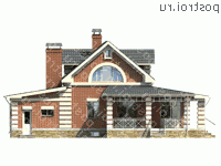 N-224-1K проект двухэтажного коттеджа из кирпича с цоколем и мансардой и гаражом размером 15 на 15 - вид справа N-224-1K проект двухэтажного коттеджа из кирпича с цоколем и мансардой и гаражом размером 15 на 15 - вид справа