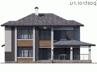 N-231-1P проект двухэтажного дома из газобетона размером 15 на 13 - вид спереди N-231-1P проект двухэтажного дома из газобетона размером 15 на 13 - вид спереди