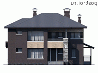 N-236-1P проект двухэтажного дома из газобетона размером 13 на 14  - вид спереди