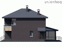 N-236-1P проект двухэтажного дома из газобетона размером 13 на 14  - вид слева