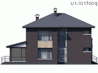 N-236-1P проект двухэтажного дома из газобетона размером 13 на 14  - вид справа