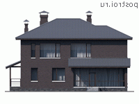 N-236-1P проект двухэтажного дома из газобетона размером 13 на 14  - вид сзади