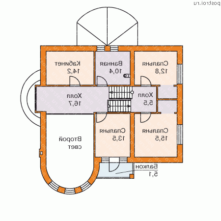 N-239-1P проект двухэтажного дома из газобетона с гаражом размером 12 на 12 - 2-й этаж N-239-1P проект двухэтажного дома из газобетона с гаражом размером 12 на 12 - 2-й этаж