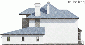 N-243-1K проект двухэтажного дома из кирпича с гаражом размером 17 на 14 - вид слева