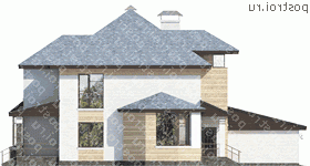 N-243-1K проект двухэтажного дома из кирпича с гаражом размером 17 на 14 - вид справа