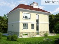 N-348-1K проект двухэтажного дома из кирпича с цоколем размером 14 на 13 