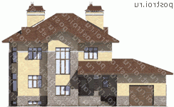 N-353-1K проект двухэтажного коттеджа из кирпича с цоколем и гаражом размером 16 на 18 - вид спереди N-353-1K проект двухэтажного коттеджа из кирпича с цоколем и гаражом размером 16 на 18 - вид спереди