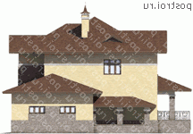 N-353-1K проект двухэтажного коттеджа из кирпича с цоколем и гаражом размером 16 на 18 - вид слева N-353-1K проект двухэтажного коттеджа из кирпича с цоколем и гаражом размером 16 на 18 - вид слева